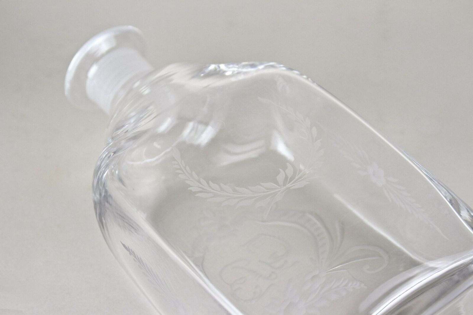 photo for sale 20th Century Art Nouveau Decanter/ Liquor Glass Bottle, Engraved, At Ca. 1915