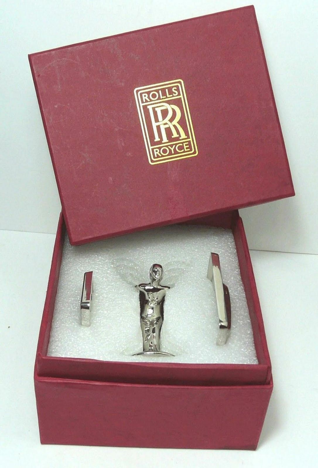 Rare Silver Plated Rolls Royce Spirit Of Ecstasy Display Ornament Mascot Emblem Statue Gift Boxed Bentley Motors Classic Car   Presentation Gift Set photo vintage