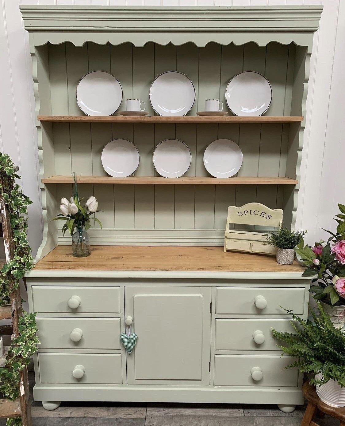 Vintage Furniture 2 Door Carved Welsh Dresser Ready To Be Upcycled photo buy