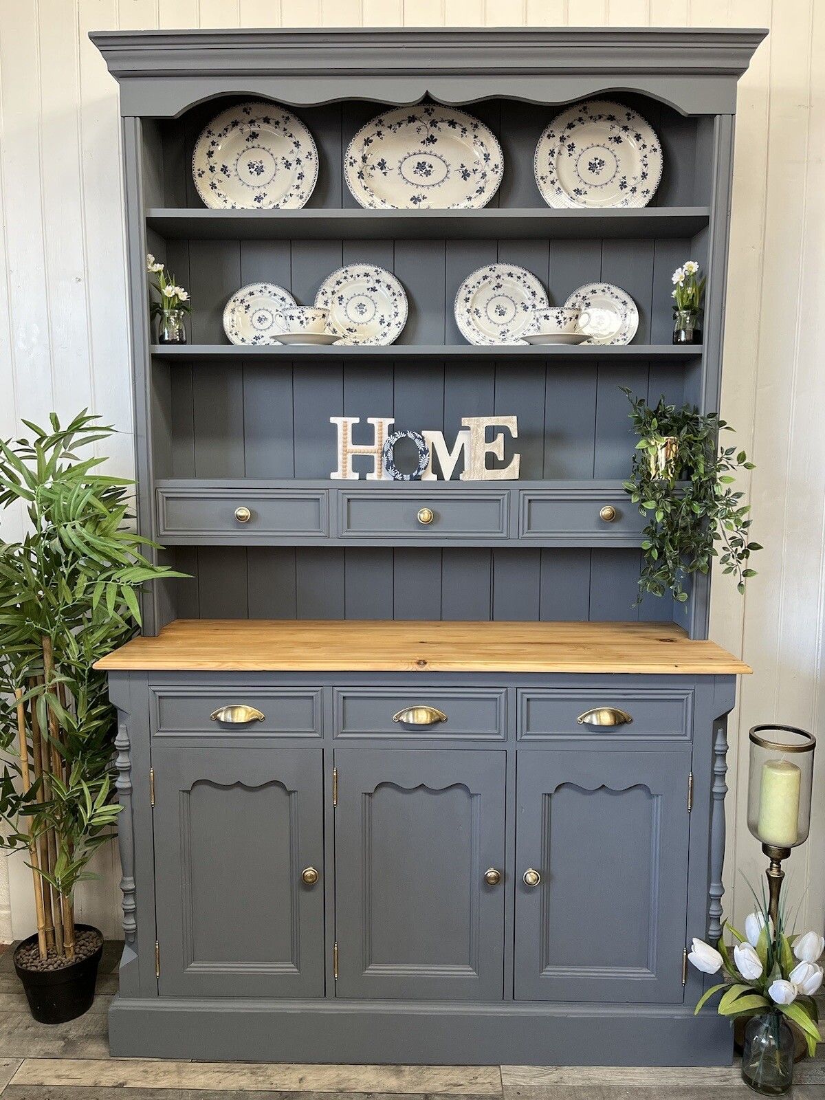 Vintage Furniture 2 Door Carved Welsh Dresser Ready To Be Upcycled photo vintage
