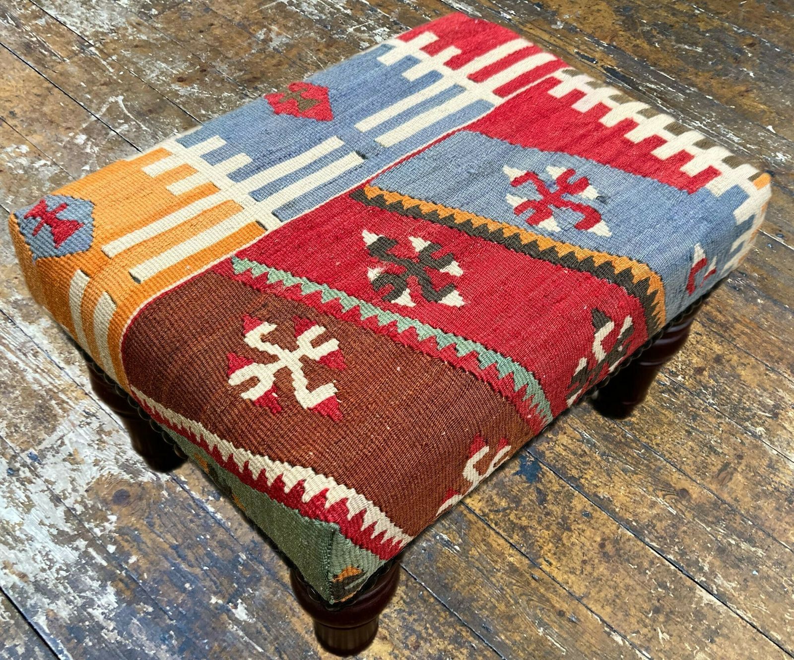 Kilim Covered Stool 0.42m X 0.32m X H0.26m photo furniture