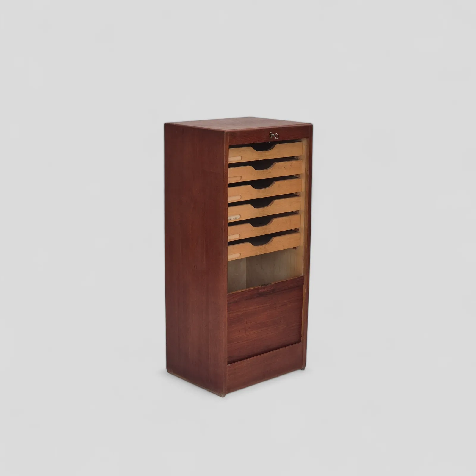 1960s, Danish Office Cabinet, Original Condition, Teak Wood, Sliding Doors, Drawers Inside.