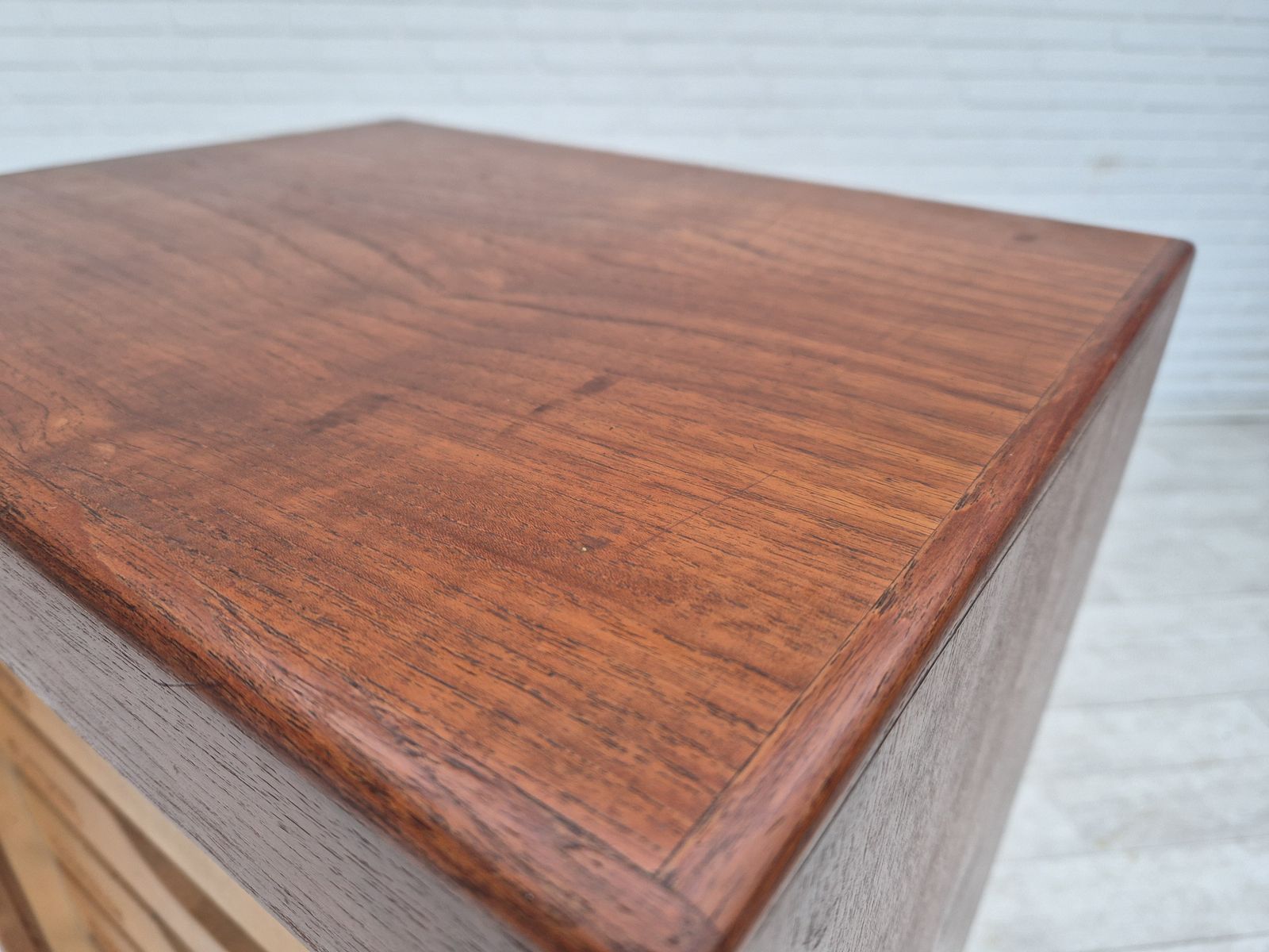 photo buy 1960s, Danish Office Cabinet, Original Condition, Teak Wood, Sliding Doors, Drawers Inside.