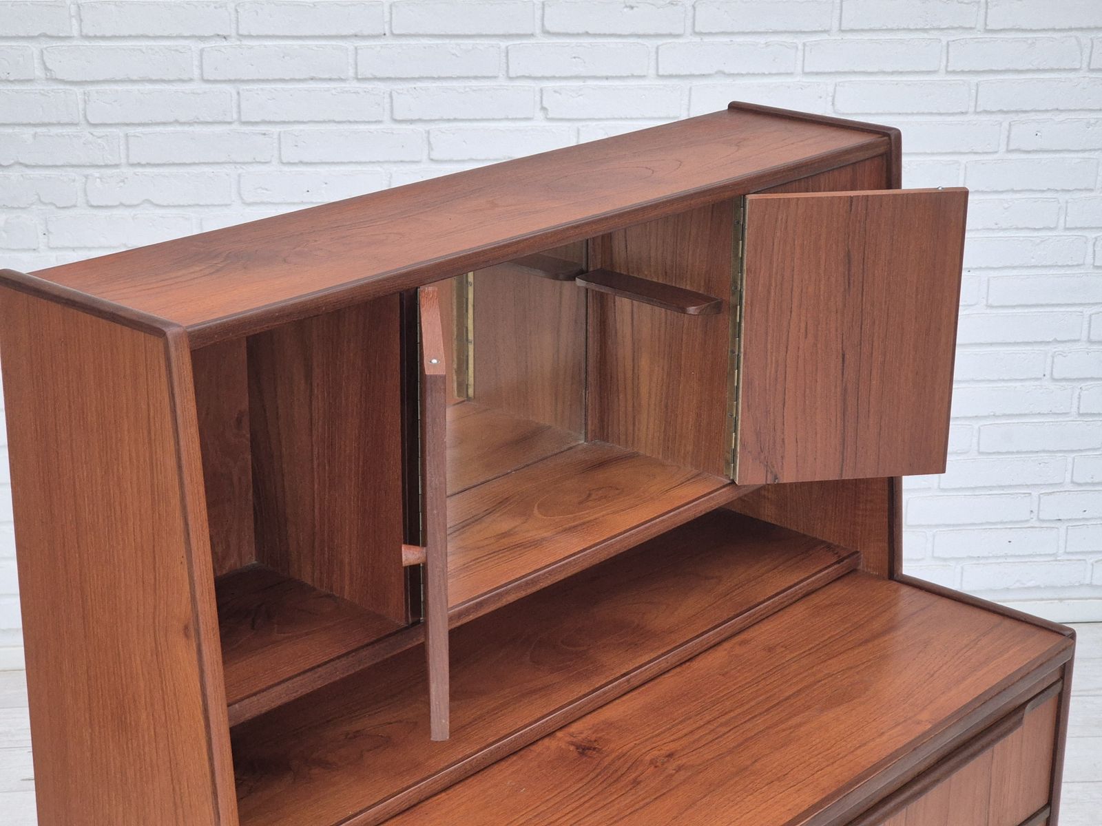 1960s, Danish Chest Of Drawers With A Mirror Inside, Original Condition, Teak Wood. photo buy