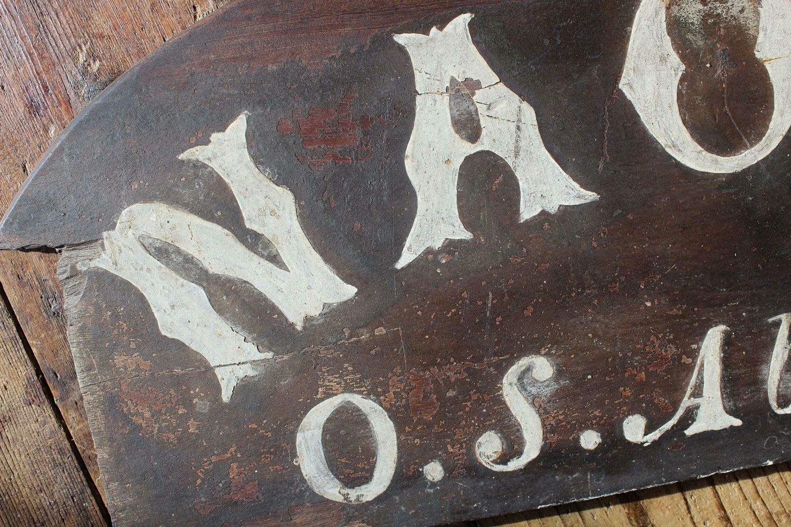 photo for sale Early 20th C Stern Name Board "Naomi" Clovelly Fishing Boat Naval Maritime Ship