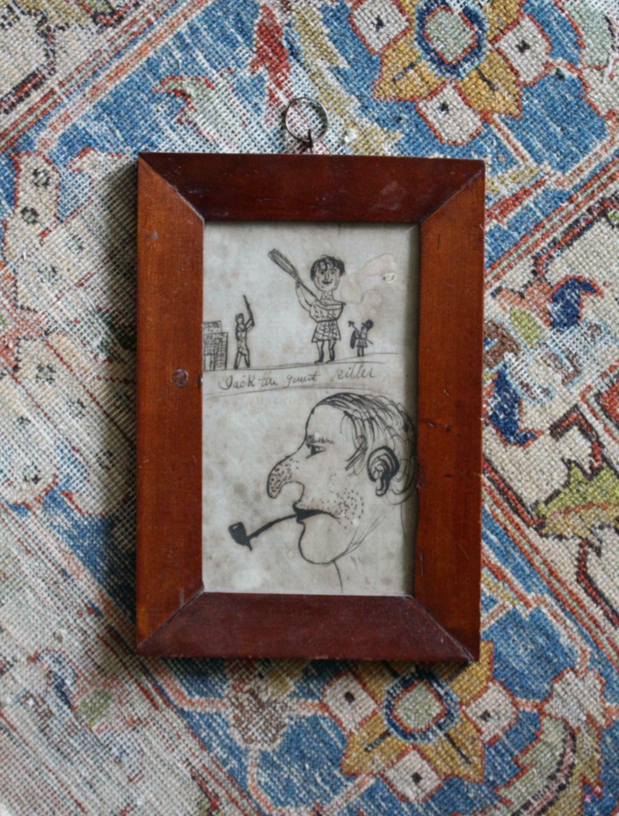Early 20th C Folk Art American School Pen & Ink On Paper Jack The Giant Killer photo furniture