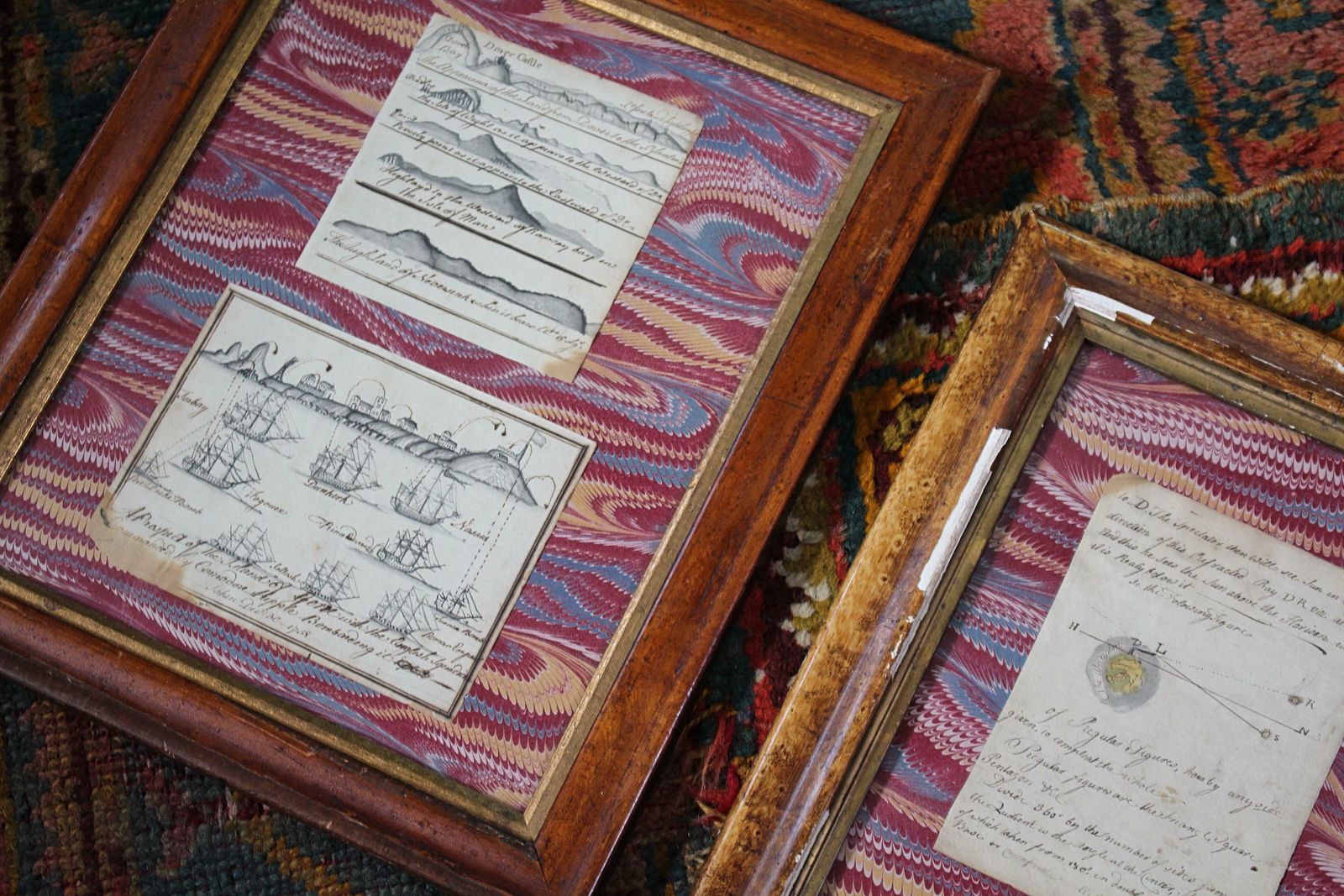 photo for sale Late 18th C Sailors Naval Maritime Nautical Folk Art Pen & Ink Sketch's