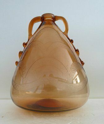 Italian Art Glass Art Deco Murano With Cameo Etched Pattern Vase Attributed To Cappellin Vittorio Zecchin