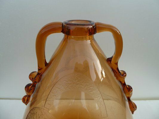 Italian Art Glass Art Deco Murano With Cameo Etched Pattern Vase Attributed To Cappellin Vittorio Zecchin photo for sale