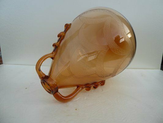 photo for sale Italian Art Glass Art Deco Murano With Cameo Etched Pattern Vase Attributed To Cappellin Vittorio Zecchin