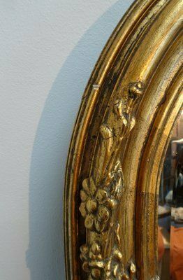 photo for sale Antique French Carved And Gilded Wooden Wall Mirror, 1920s