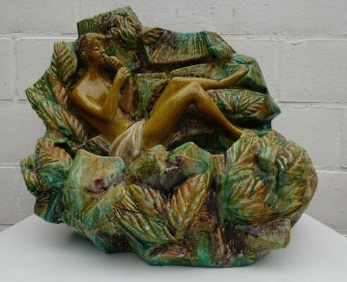 Large Italian Or French Majolica Ceramic Wall Fountain With Lighting, 1920s 1940s photo buy