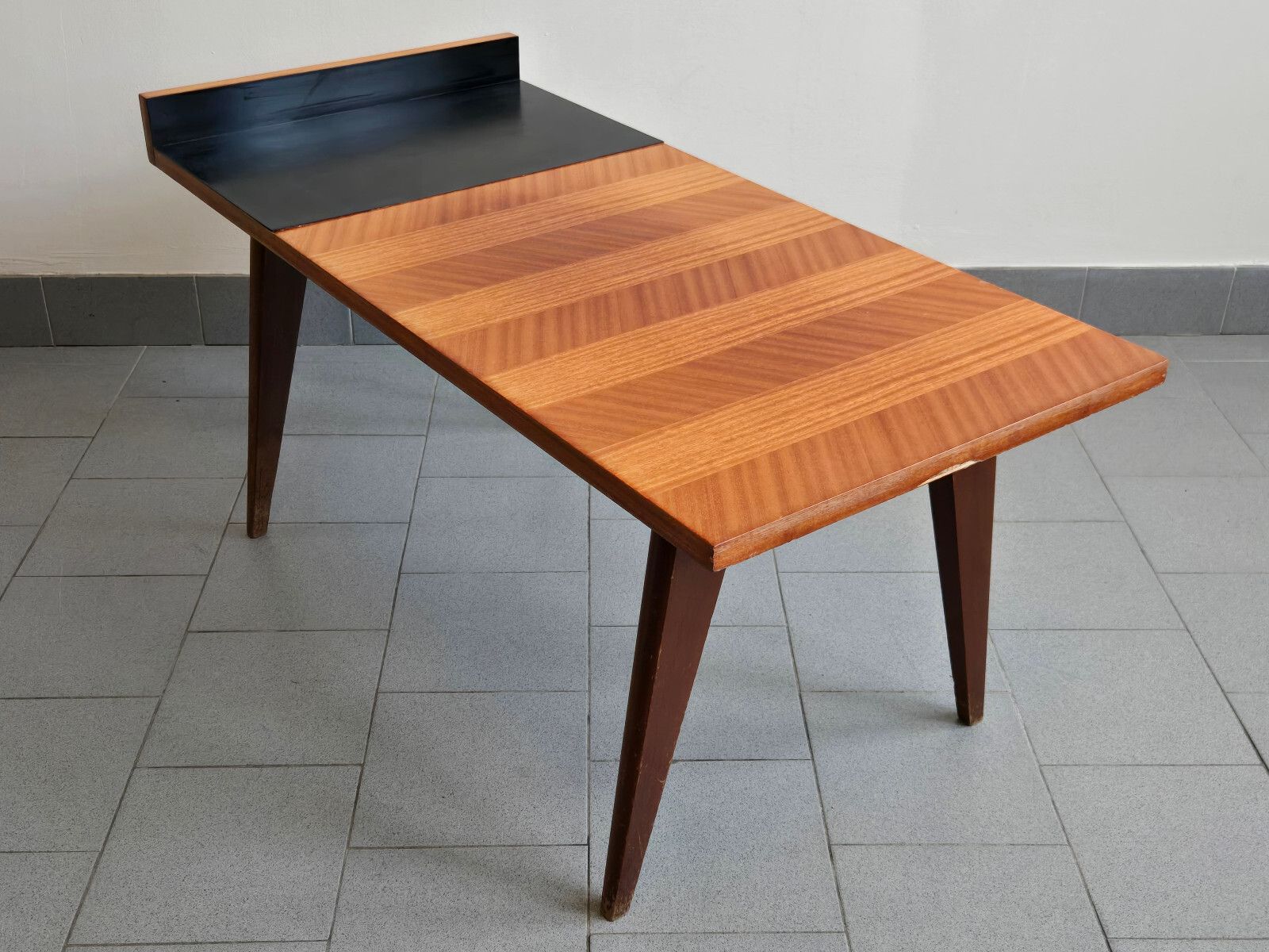 Vintage 1950s Formica Black & Mahogany Side Table 50s Dlg Andre Monpoix 1950s photo buy