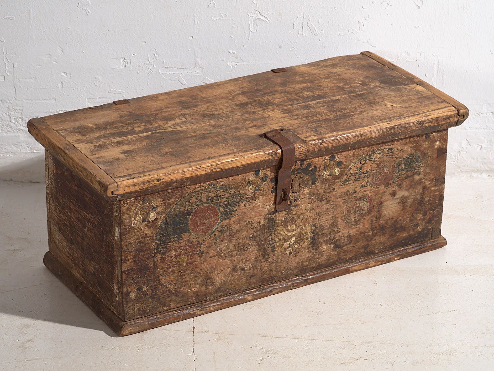 Antique Painted Chest With Floral Motifs (C.1900) #72 photo furniture