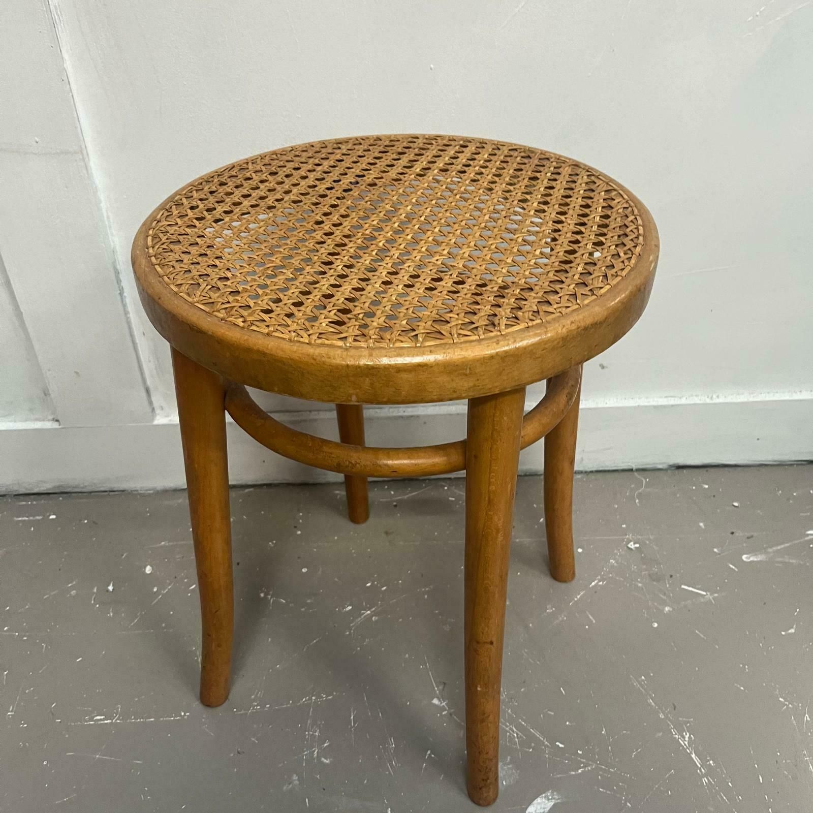 Beech Bentwood Cane Stool By Dinette photo for sale