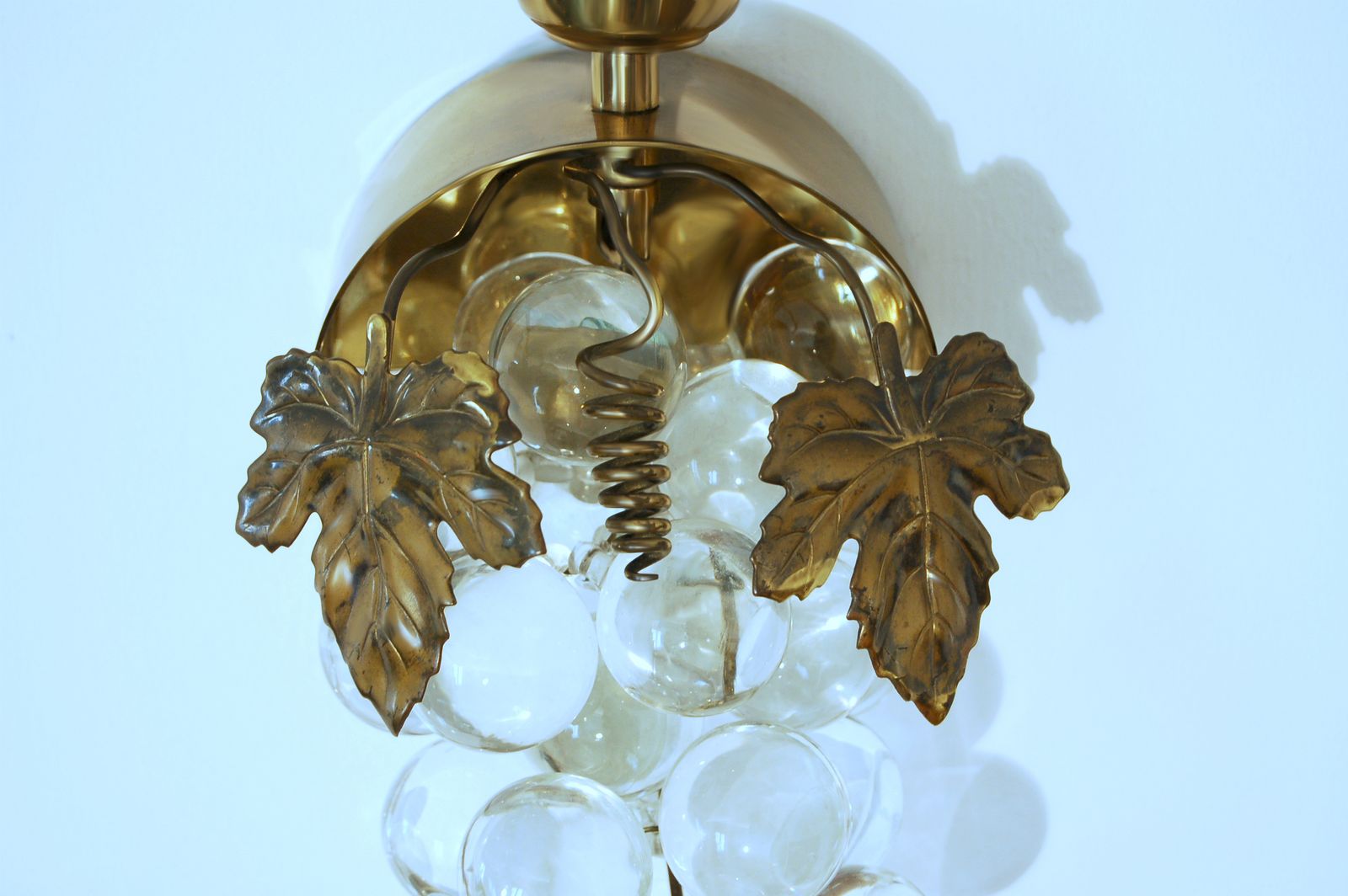 Pair Of Wall Bunch Of Grapes / Brass And Murano Glass 1960 photo vintage