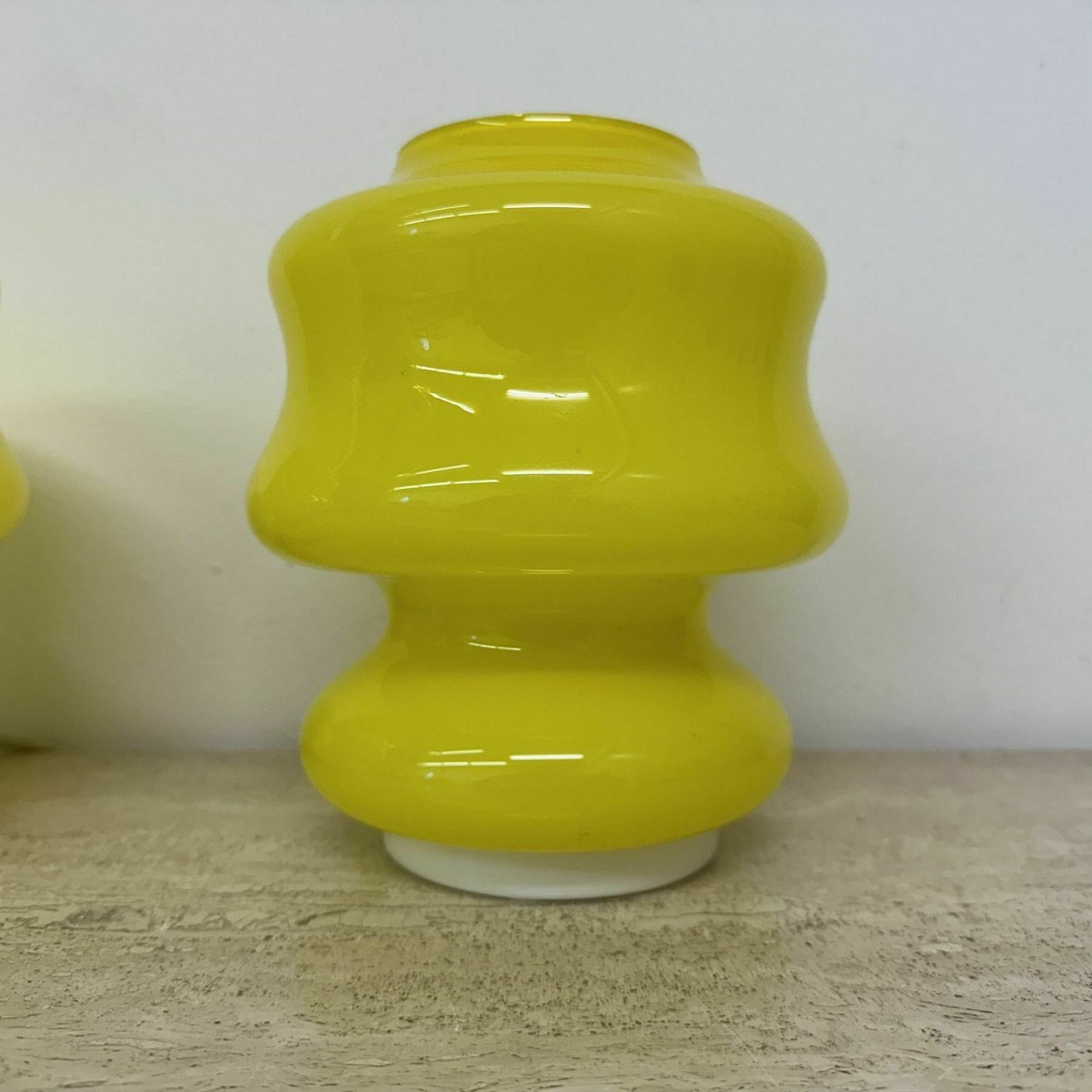 Set Of 2 Space Age Yellow Glass Table Lamps Ve Art Italy Design , 1970s photo buy