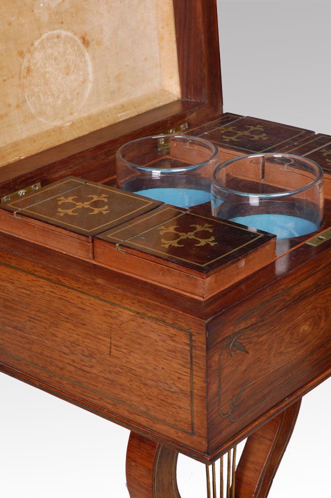 Regency Brass Inlaid Rosewood Teapoy Circa 1840 photo furniture