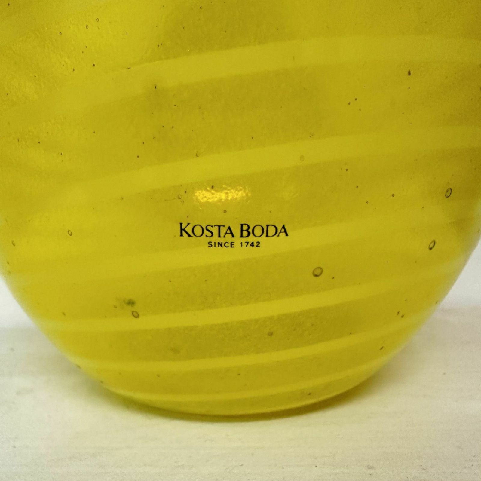 Gunnel Sahlin For Kosta Boda Sweden Yellow Glass Vase , 1990’s photo furniture