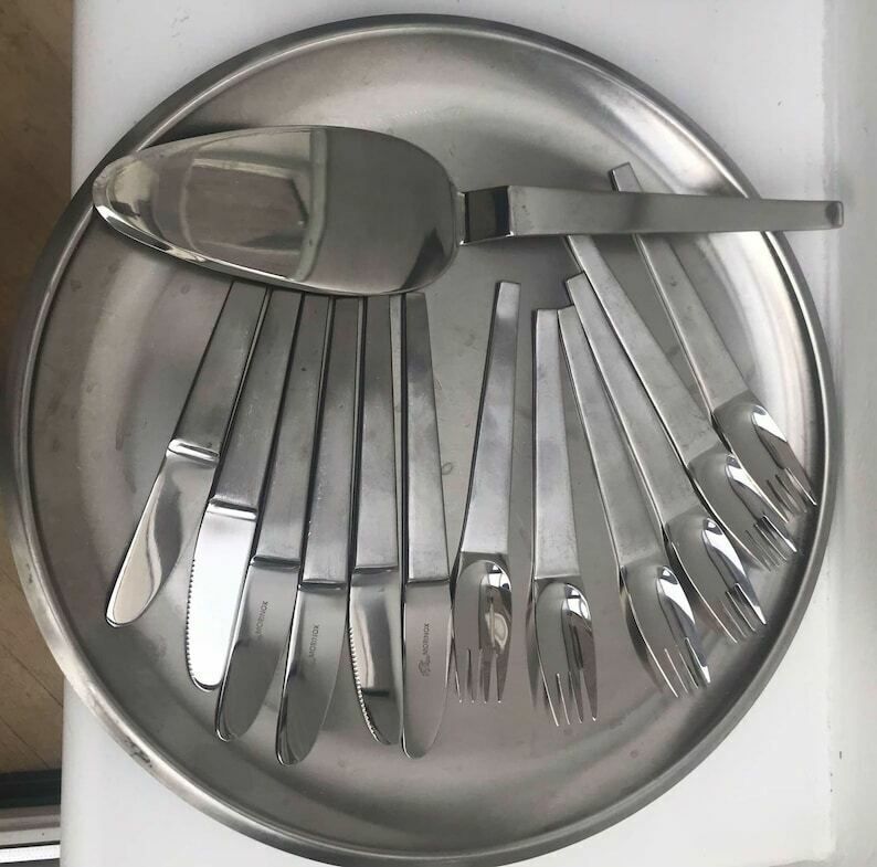 Carl Auböck Design Dessertset Modernistisch Bestek Vorken Messen Morinox Amboss Jaren 1950 Postmodern Lunik 2060 Oostenrijks Design Bruiloft Luxe Cadeau photo Woonaccessoires