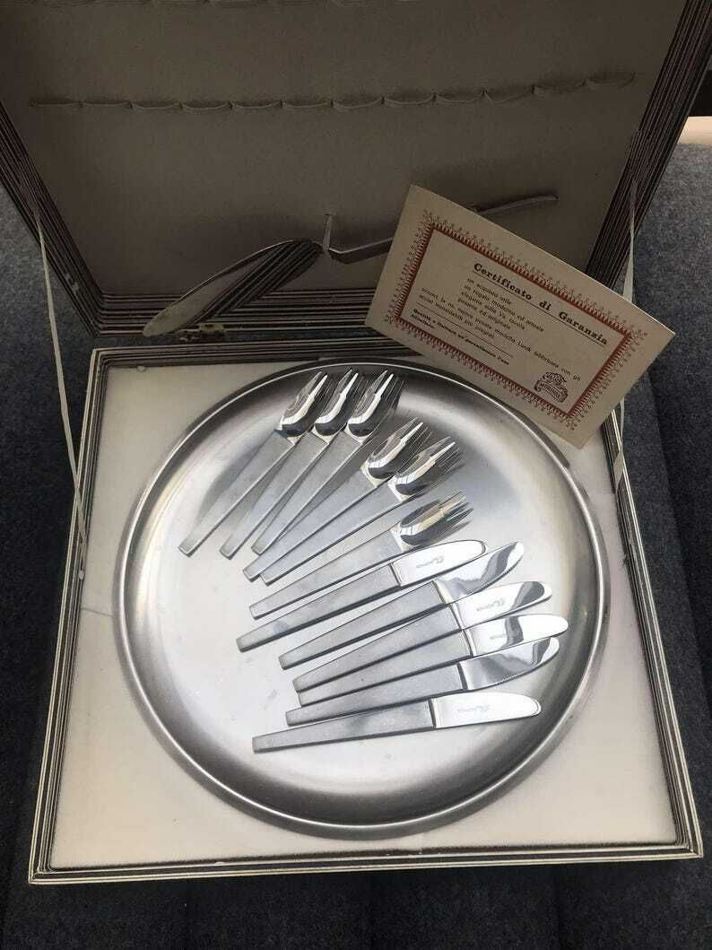 Carl Auböck Design Dessert Set Modernist Flatware Fork Knives Morinox Amboss 50s Postmodern Lunik 2060 Austrian Design Wedding Luxury Gift photo 616.0