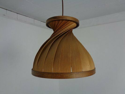 Wooden Lamella Pendant Lamps By Linus Bopp For Limbach, 1960s, Set Of 2 photo Lighting
