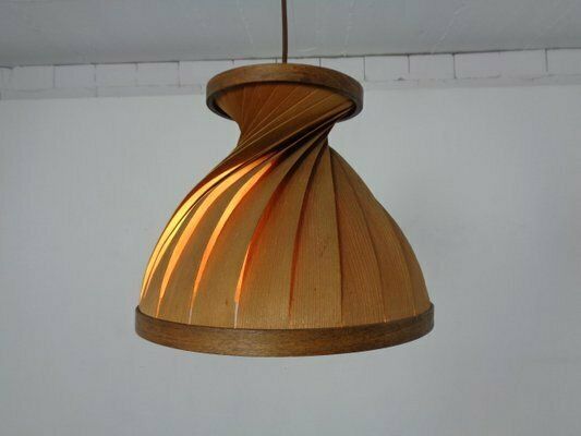 Wooden Lamella Pendant Lamps By Linus Bopp For Limbach, 1960s, Set Of 2 photo buy