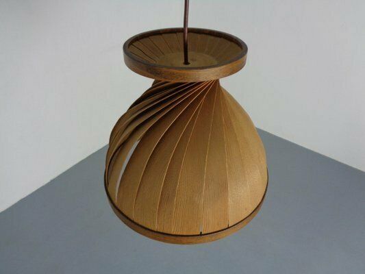 1200.0 Wooden Lamella Pendant Lamps By Linus Bopp For Limbach, 1960s, Set Of 2 photo
