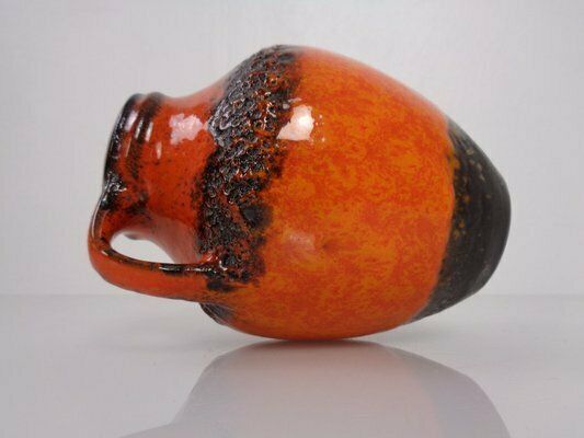 Orange & Black Lava Studio Ceramic Vase From Carstens Atelier, Germany, 1970s photo vintage