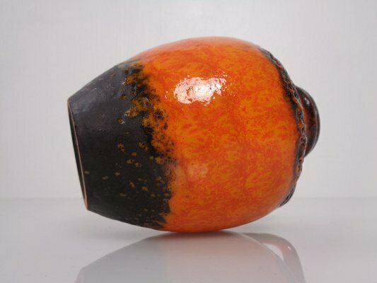Home Decor Orange & Black Lava Studio Ceramic Vase From Carstens Atelier, Germany, 1970s photo