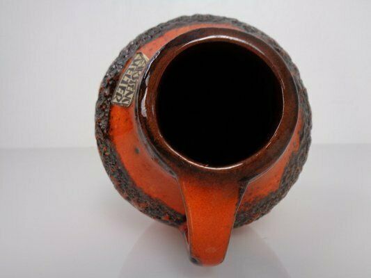 photo vinterior Orange & Black Lava Studio Ceramic Vase From Carstens Atelier, Germany, 1970s