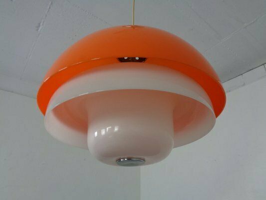 Space Age Orange & White Ceiling Lamp, Italy, 1970s photo buy