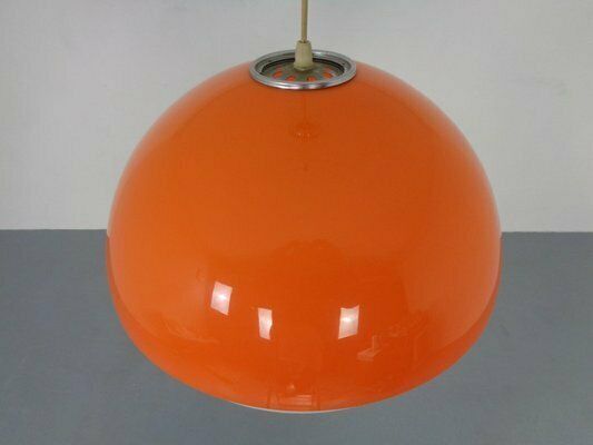 Lighting Space Age Orange & White Ceiling Lamp, Italy, 1970s photo