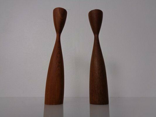Danish Filigree Teak Candleholders, 1960s, Set Of 2 photo for sale