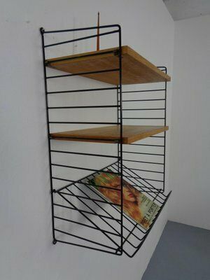 Swedish Wall Unit In Ash And Metal By Kajsa & Nils Nisse Strinning For String, 1950s photo vintage