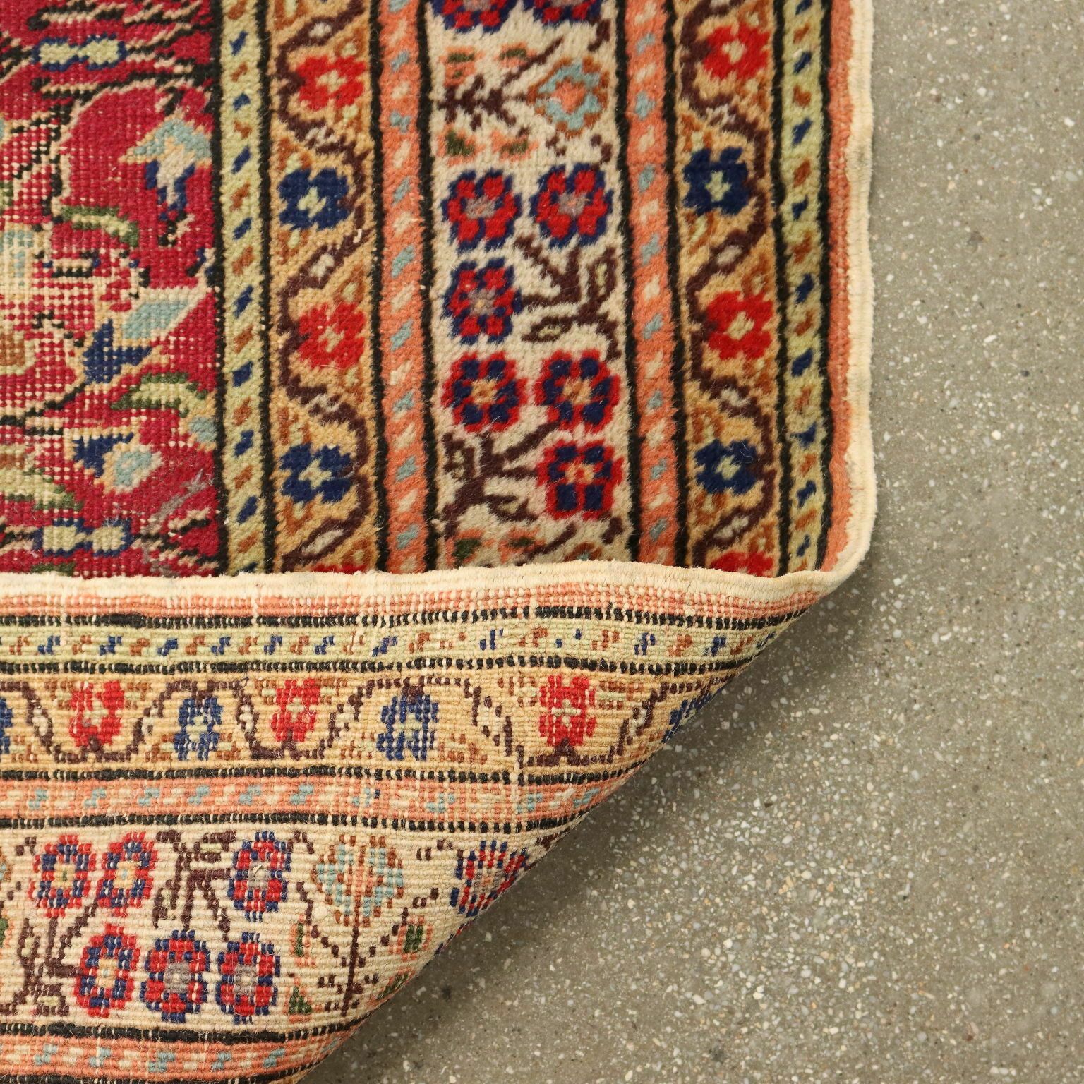 Antique Kaisery Carpet Cotton Wool Thin Knot Turkey 53 X 34 In photo vintage