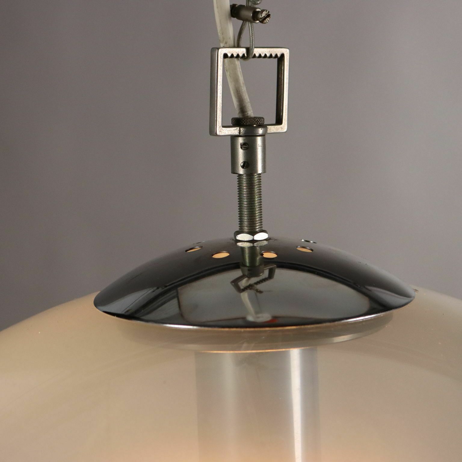 Vintage Ceiling Lamp Glass Metal Italy 1970s photo Lighting
