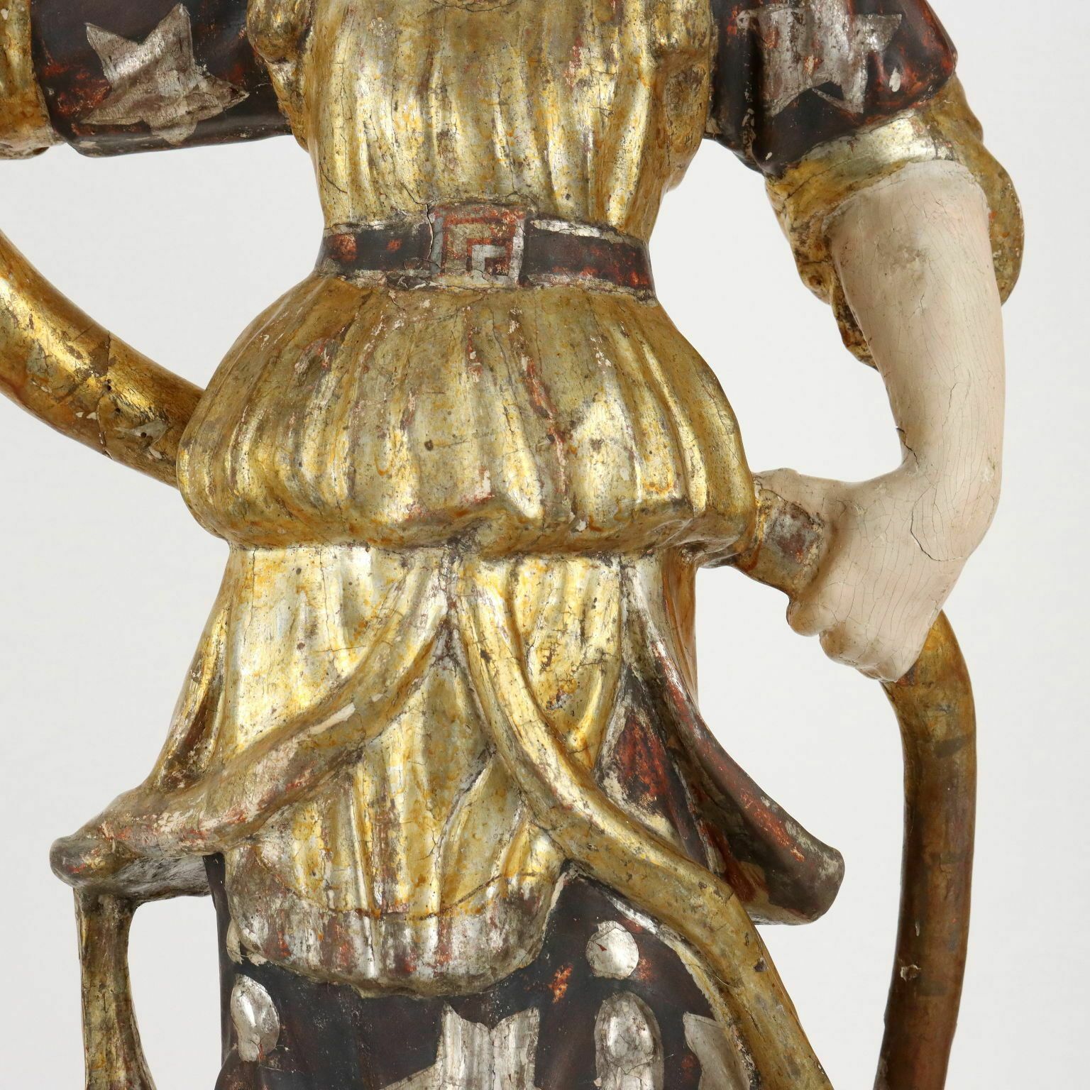 Antique Candle Holders Angel Shaped Lacquered Wood XVIII Century photo 6440.0