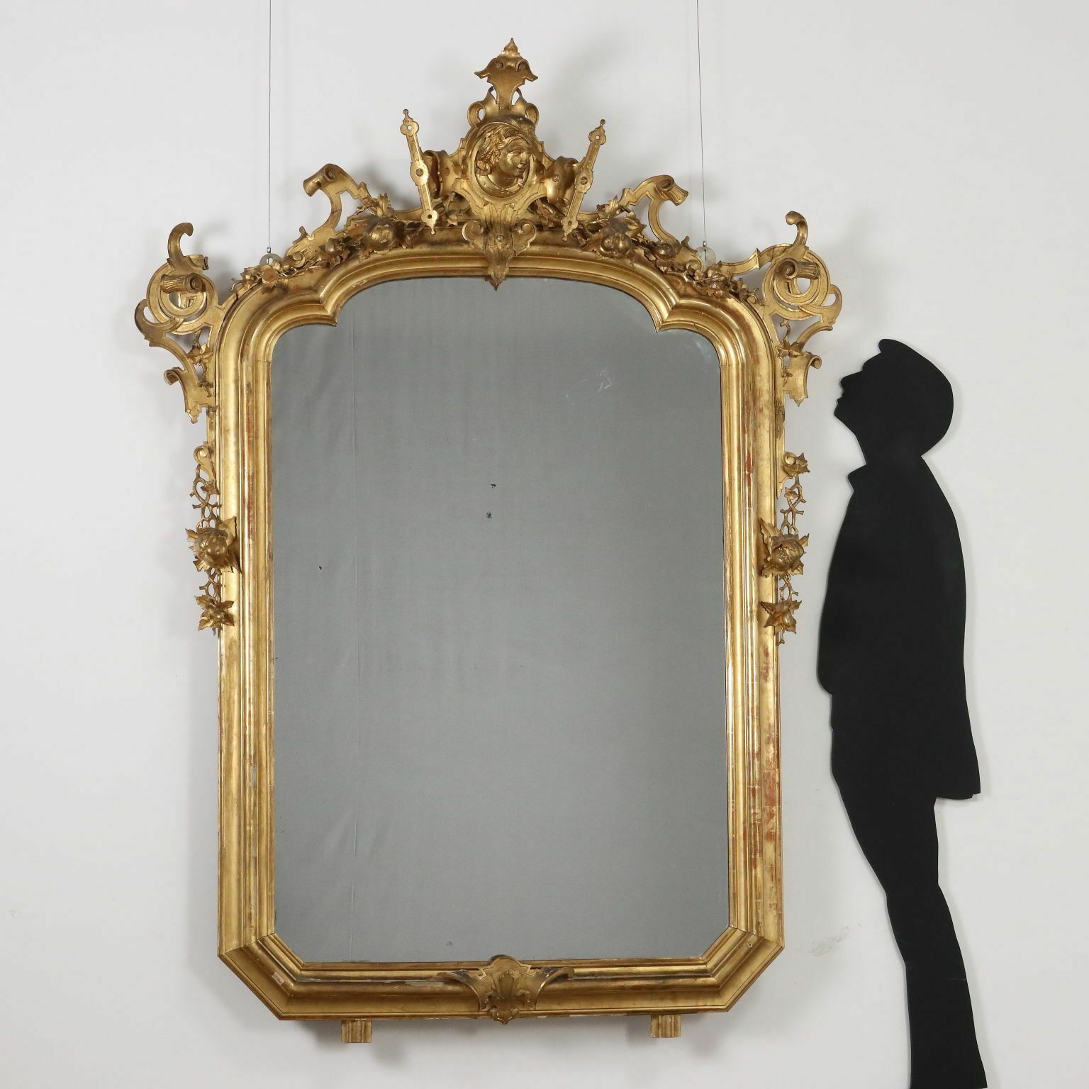 Antique Mirror Umbertino Swiss Pine Italy XIX Century photo furniture