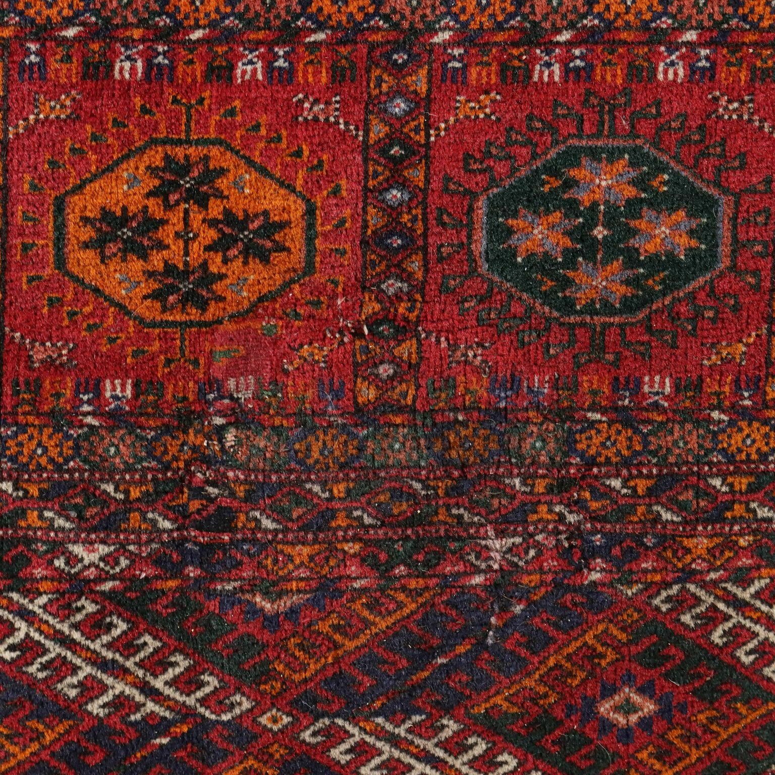 Antique Bukhara Carpet Wool Thin Knot Turkmenistan 131 X 79 In photo 930.0