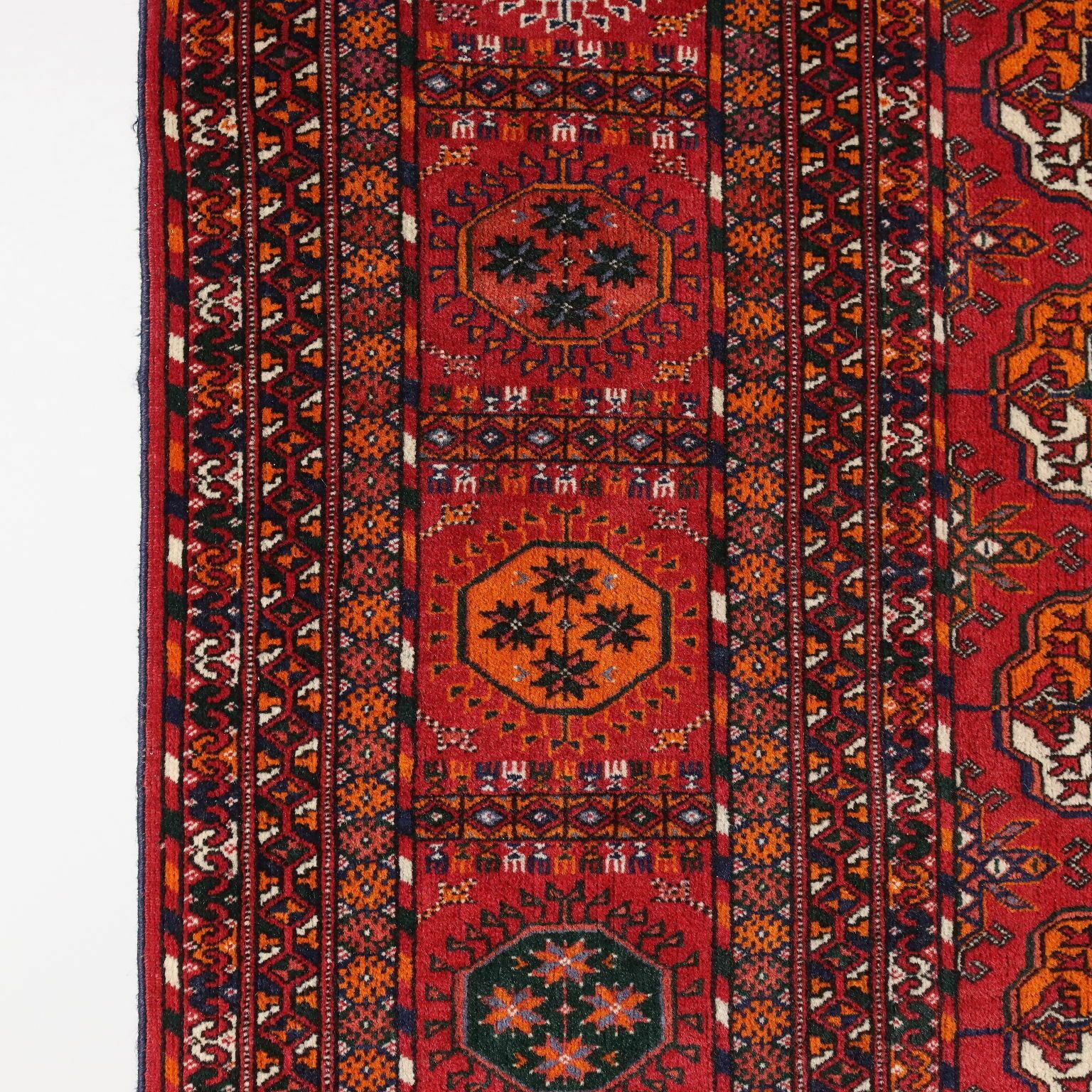 Antique Bukhara Carpet Wool Thin Knot Turkmenistan 131 X 79 In photo vinterior