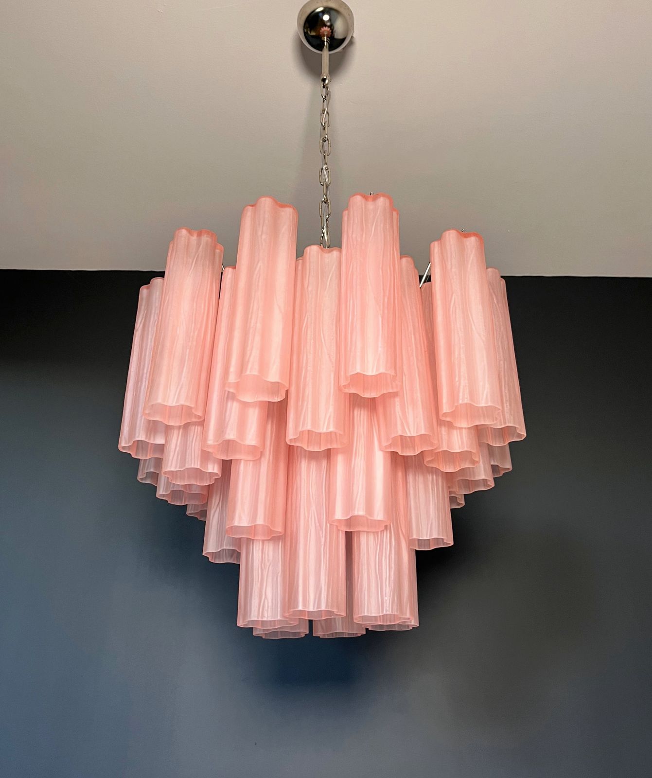 Fantastic Murano Glass Tube Chandelier   36 Pink Etched Glass Tube photo furniture