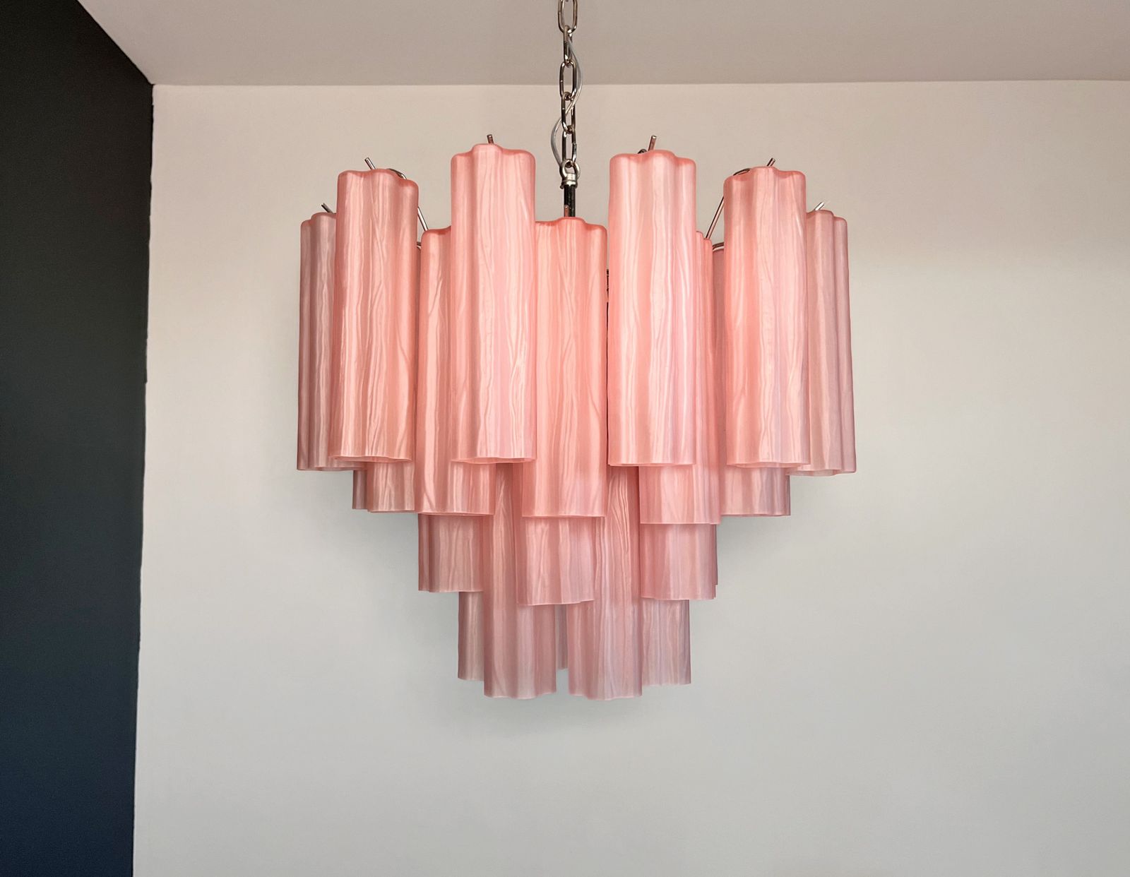 Fantastic Murano Glass Tube Chandelier   36 Pink Etched Glass Tube photo vinterior