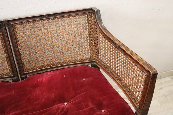 Walnut And Vienna Straw Sofa With Chairs,18th Century, Set Of 3 photo vintage
