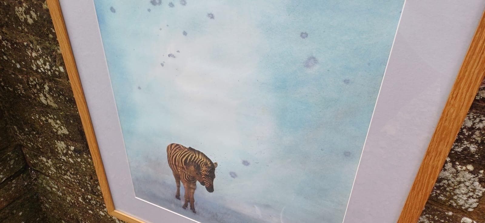 Large Original Mixed Media Painting Of Two Zebras Titled Reunited, Watercolour & Collage, Professionally Framed (Dorothea Huntrods) photo 215.0