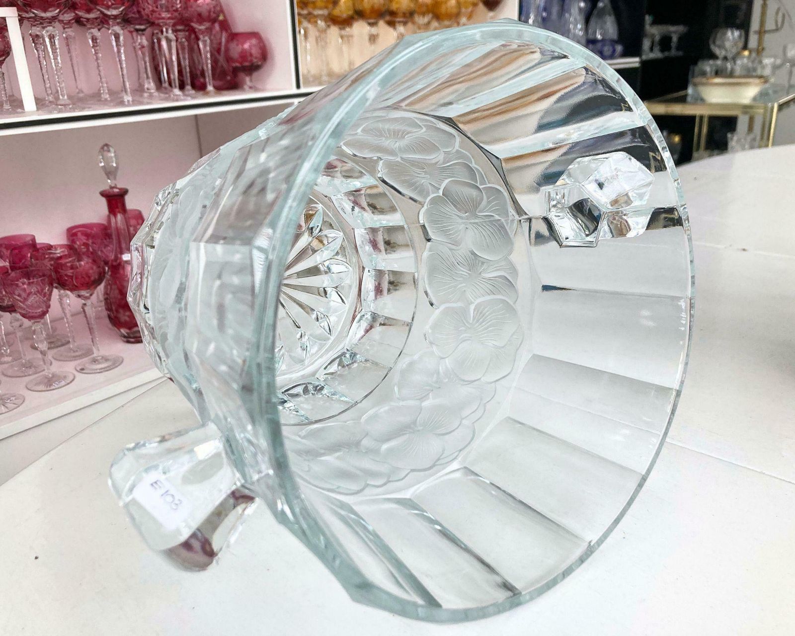 Franse Champagnekoeler | Grote Kristallen Flessenkoeler | Lalique Stijl photo 389.0