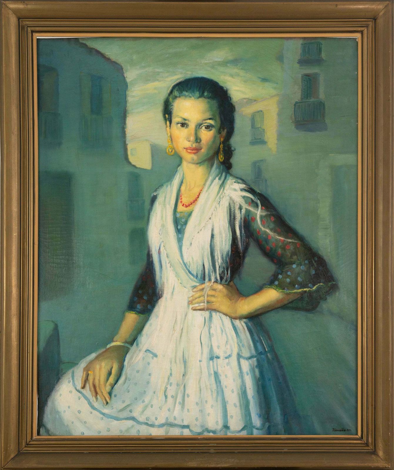 "Gipsy Rosario" Uit Montjuich – José Lamuño – Ingelijst Olieverfschilderij Op Doek photo for sale
