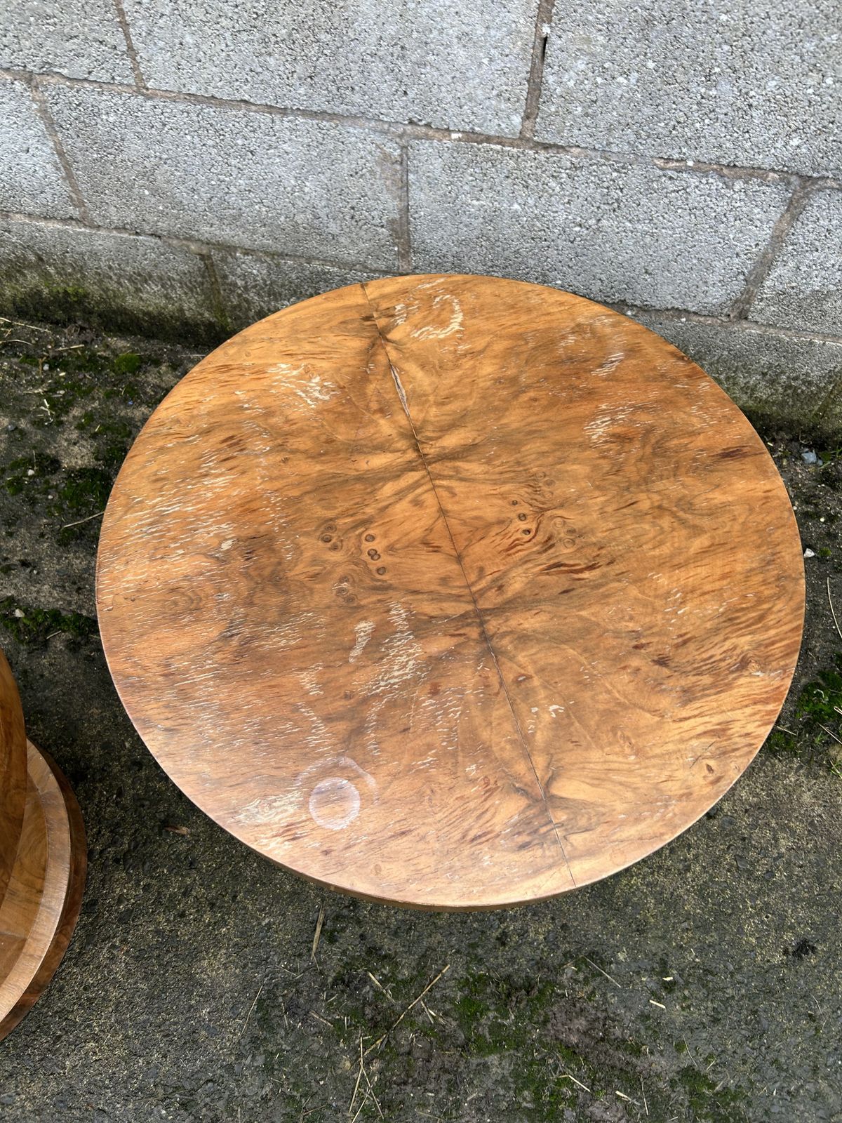 Furniture Pair Of Art Deco, Burr Walnut Circular Side Tables photo