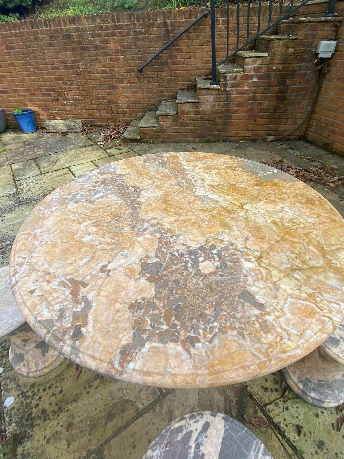 Vietnamese Solid Marble Table And Stools photo for sale