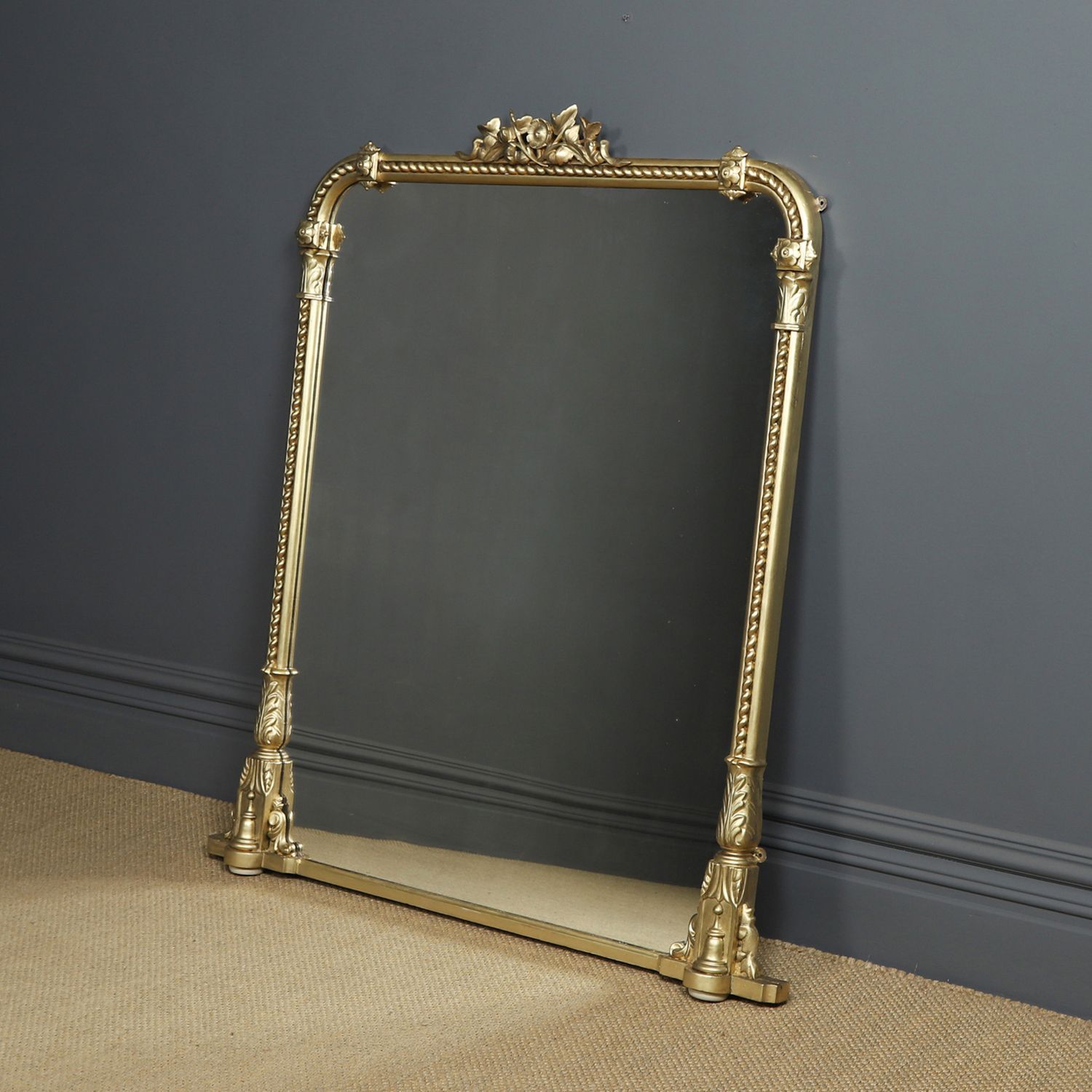 Large 5ft English Regency / William IV Carved Gilt Wall Hanging Overmantle / Overmantel / Mantelpiece Mirror (Circa 1835)